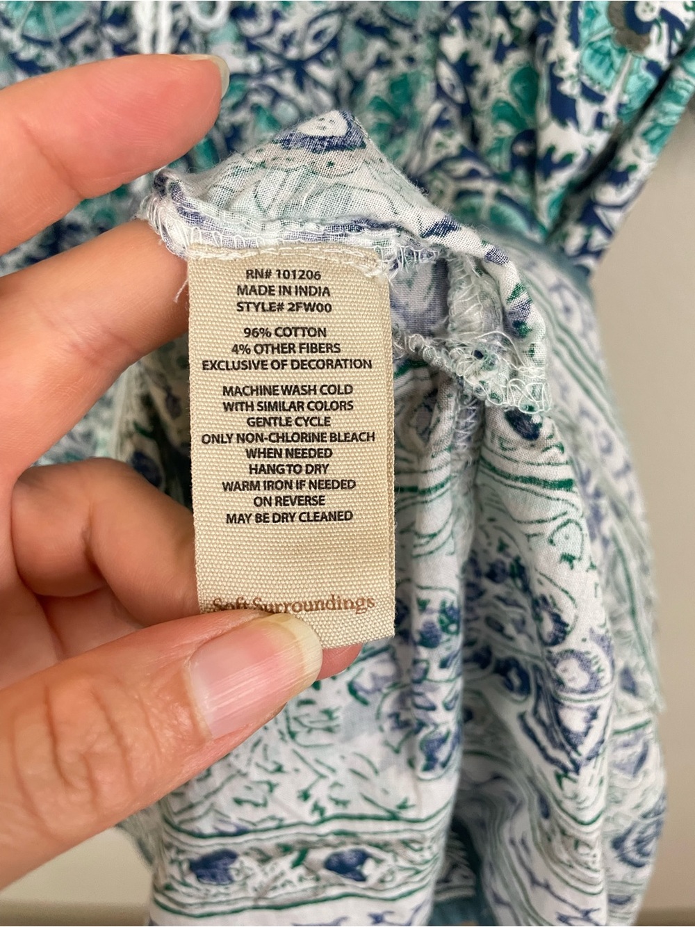 Soft Surroundings Nerissa Dress Abstract Floral Dress Size XL Coastal Boho - Picture 13 of 15